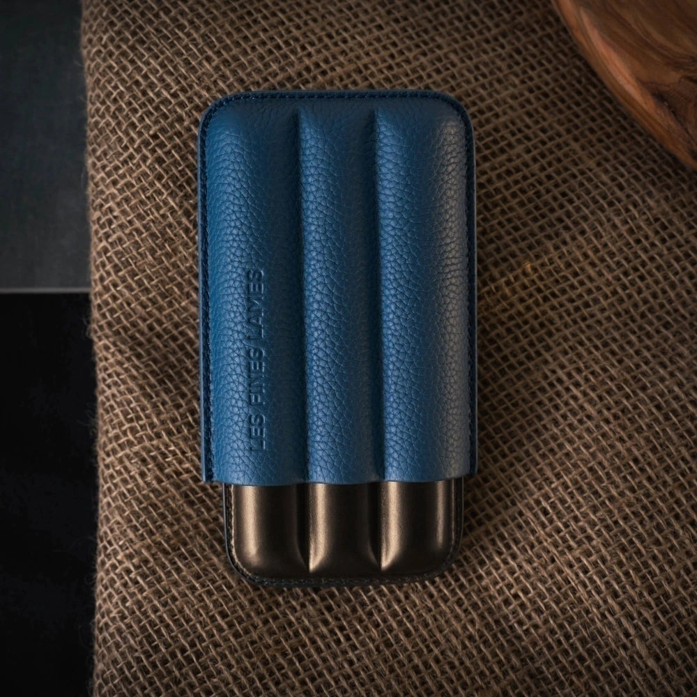 Charuteira porta charutos p/3un LES FINES LAMES Trio Azul