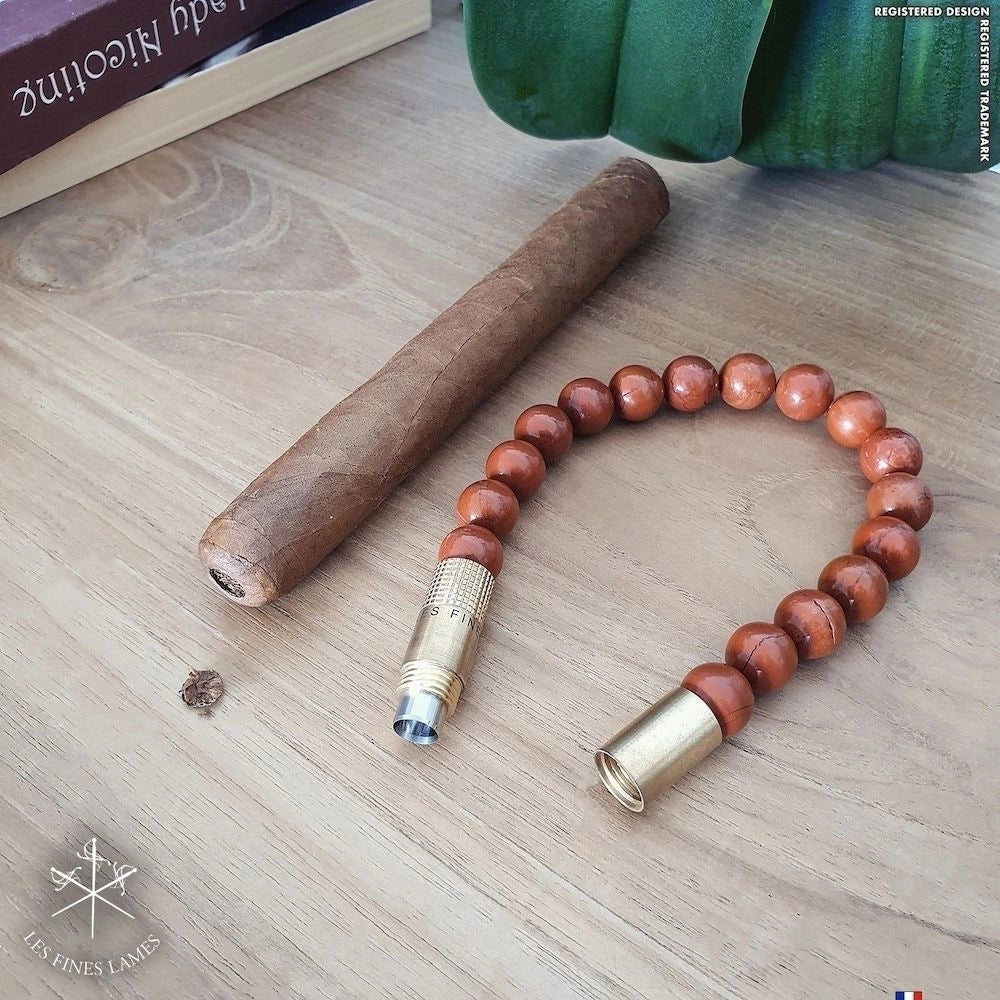 Furador charutos LES FINES LAMES Bracelete brass red jasper S