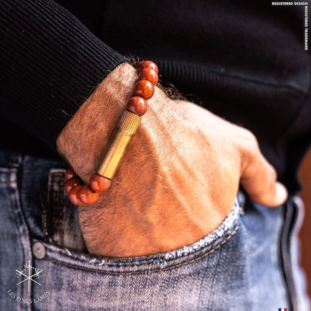 Furador charutos LES FINES LAMES Bracelete brass red jasper S
